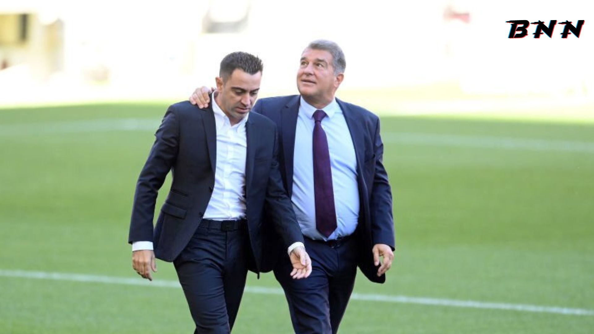 Barcelona president Laporta with head coach Xavi