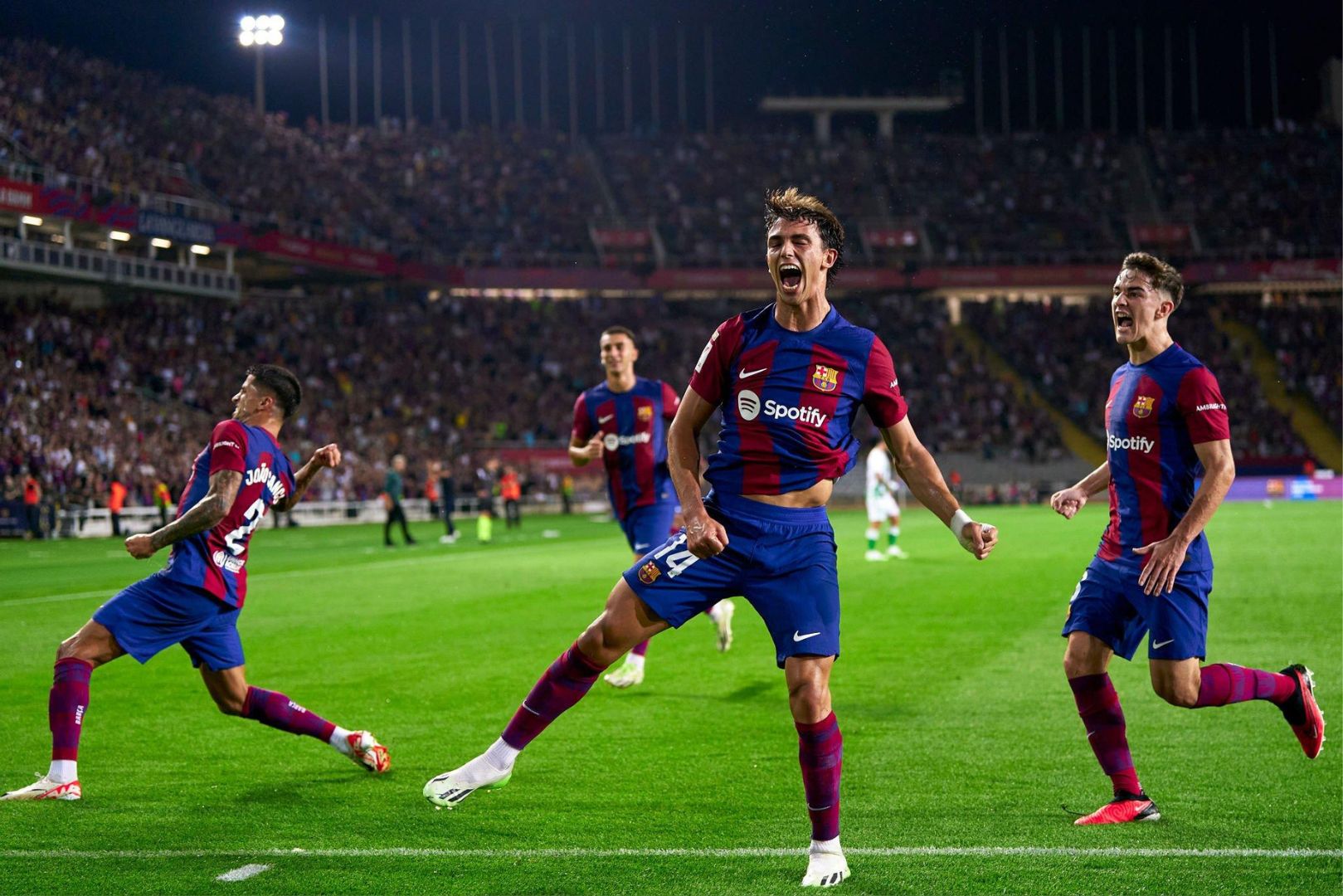 Barcelona players celebrating