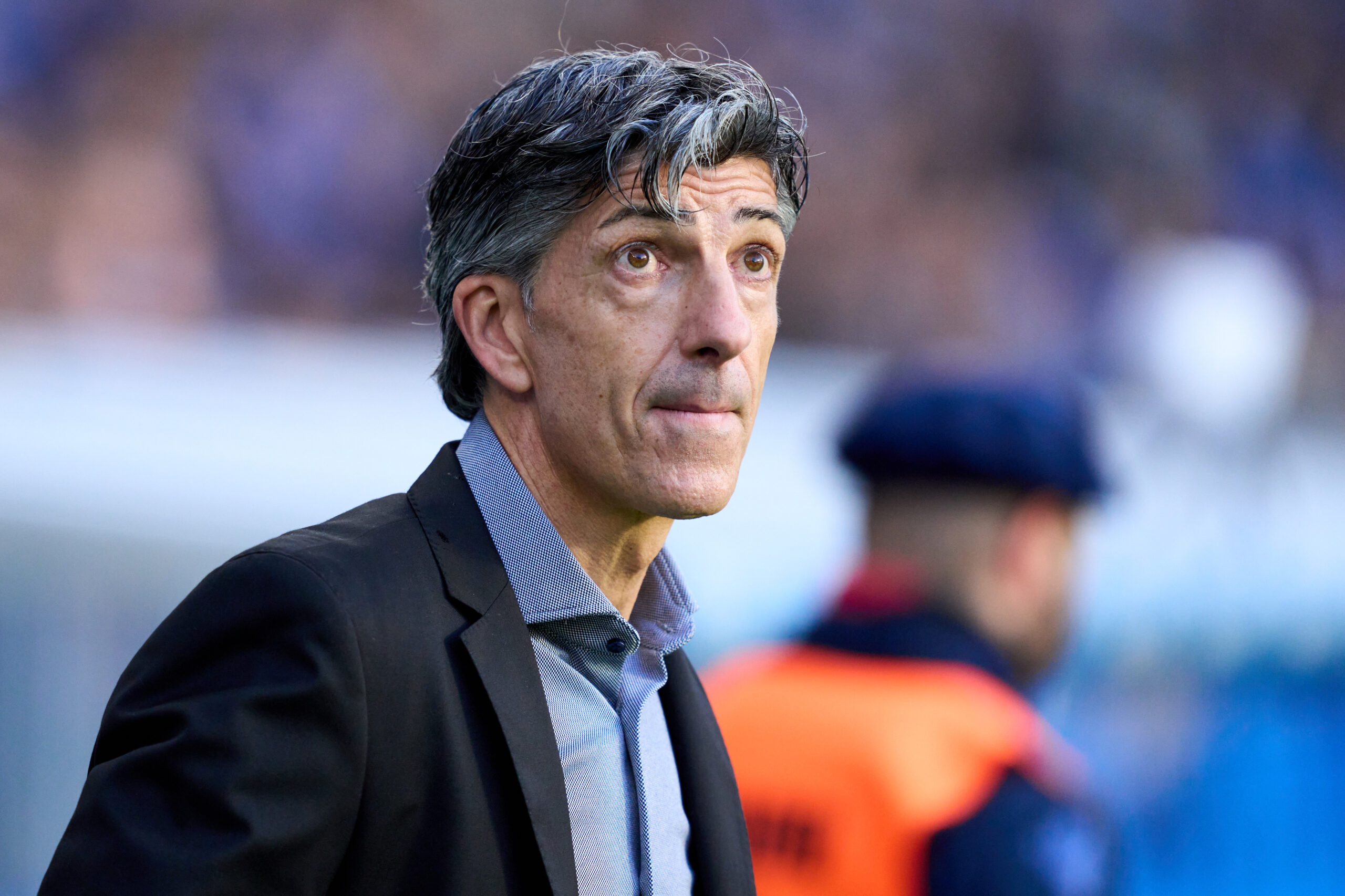SAN SEBASTIAN, SPAIN - DECEMBER 17: Head coach Imanol Alguacil of Real Sociedad looks on during the LaLiga EA Sports match between Real Sociedad and Real Betis at Reale Arena on December 17, 2023 in San Sebastian, Spain.