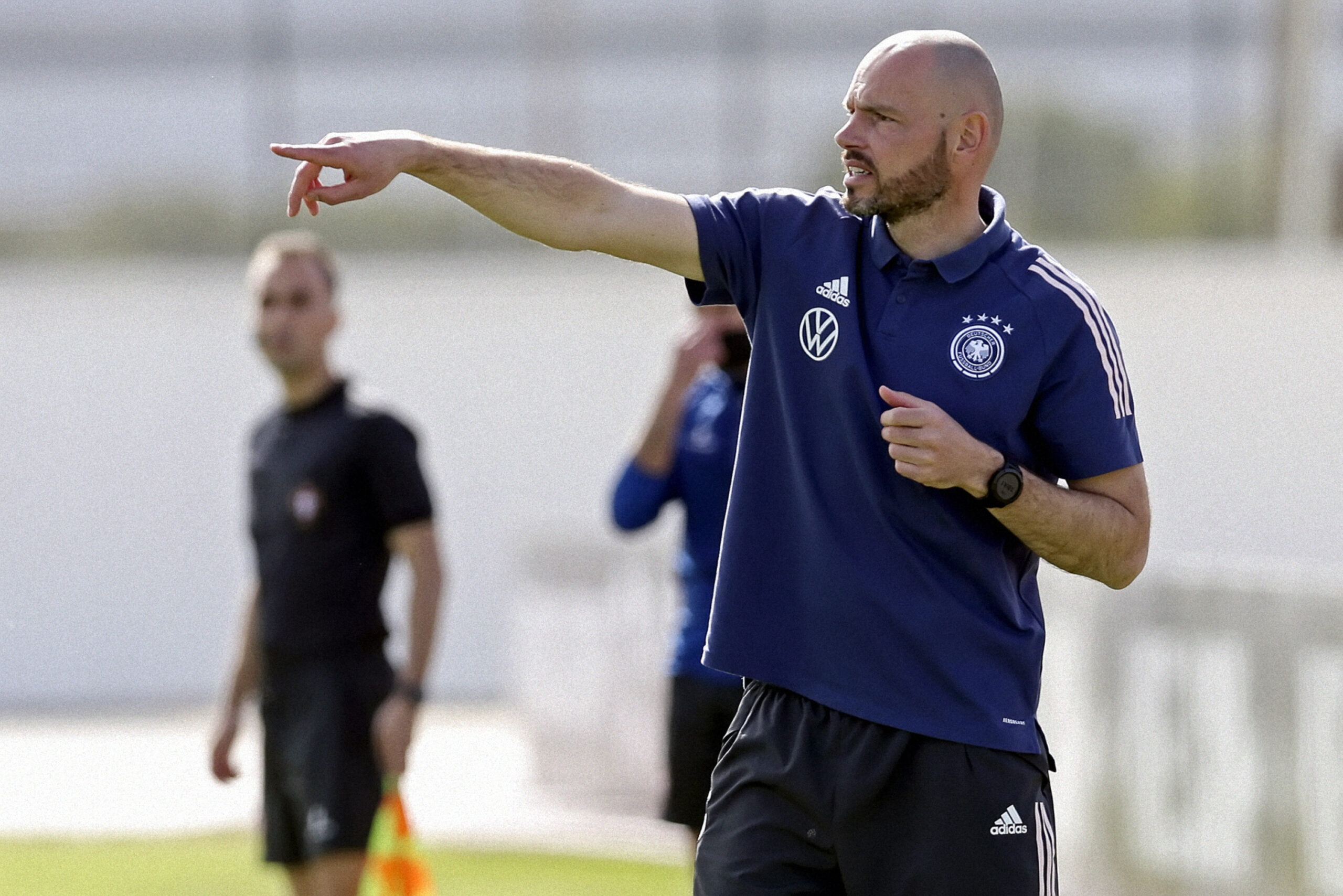 LAGOS, PORTUGAL - FEBRUARY 11: Heiko Westermann, Head Coach of u17 Germany during the Algarve Cup U17 match between U17 Portugal vs U17 Germany at Estadio Municipal de Lagos on February 11, 2022 in Lagos, Portugal.