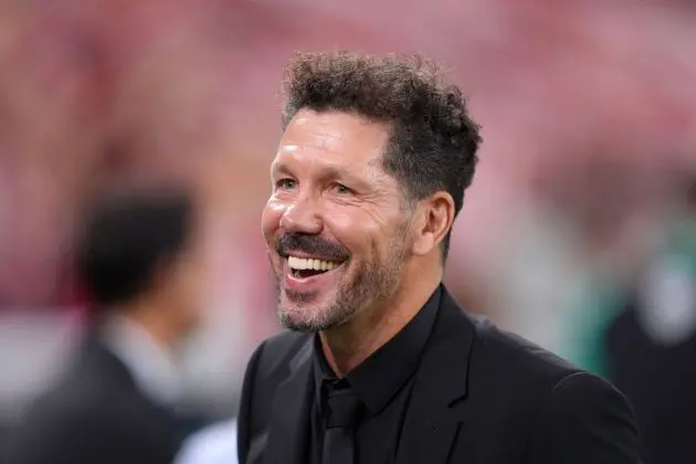 BILBAO, SPAIN - AUGUST 31: Diego Simeone, Head Coach of Atletico de Madrid, reacts prior to the LaLiga match between Athletic Club and Atletico de Madrid at Estadio de San Mames on August 31, 2024 in Bilbao, Spain.