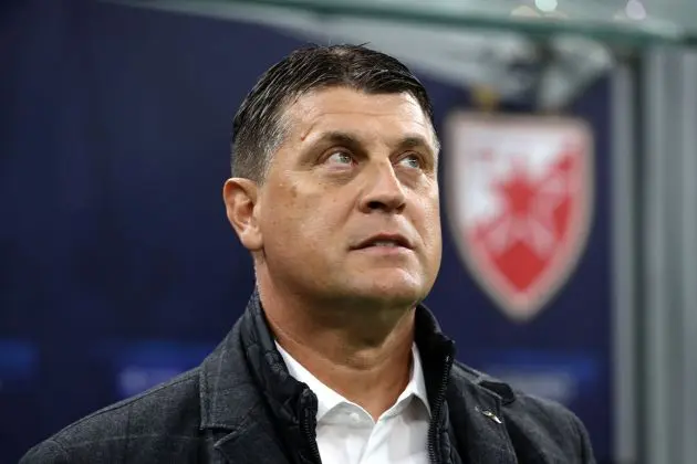 MILAN, ITALY - OCTOBER 01: Vladan Milojevic, Head Coach of FK Crvena Zvezda, looks on prior to the UEFA Champions League 2024/25 League Phase MD2 match between FC Internazionale Milano and FK Crvena Zvezda at Stadio San Siro on October 01, 2024 in Milan, Italy.