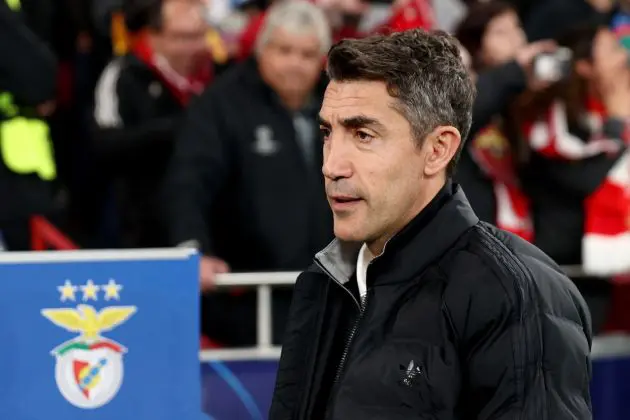 LISBON, PORTUGAL - JANUARY 21: Bruno Lage, Head Coach of S.L Benfica looks on prior to the UEFA Champions League 2024/25 League Phase MD7 match between SL Benfica and FC Barcelona at Estadio do SL Benfica on January 21, 2025 in Lisbon, Portugal.