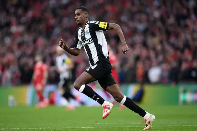 LONDON, ENGLAND - MARCH 16: Newcastle United player Alexander Isak in action during the Carabao Cup Final between Liverpool and Newcastle United at Wembley Stadium on March 16, 2025 in London, England.