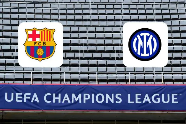 Barcelona vs Inter Milan - A view of UEFA Champions League branding inside the stadium prior to the UEFA Champions League 2024/25 Semi Final First Leg match between FC Barcelona and Inter Milan at Estadi Olimpic Lluis Companys in Barcelona, Spain.