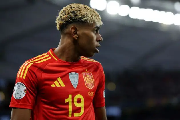 STUTTGART, GERMANY - JUNE 05: Lamine Yamal of Spain looks on during the UEFA Nations League 2025 semifinal match between Spain and France at Stuttgart Arena on June 05, 2025 in Stuttgart, Germany.