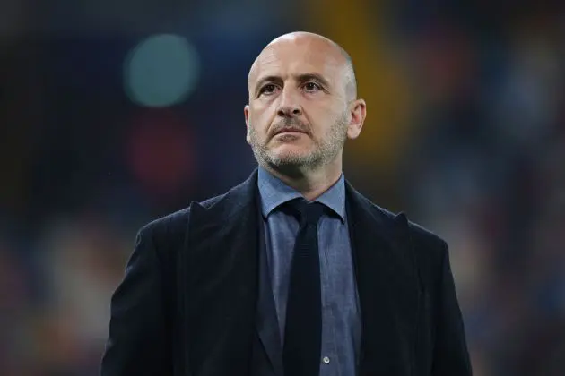 UDINE, ITALY - APRIL 08: Piero Ausilio, Sporting Director of FC Internazionale looks on prior to the Serie A TIM match between Udinese Calcio and FC Internazionale at Dacia Arena on April 08, 2024 in Udine, Italy.