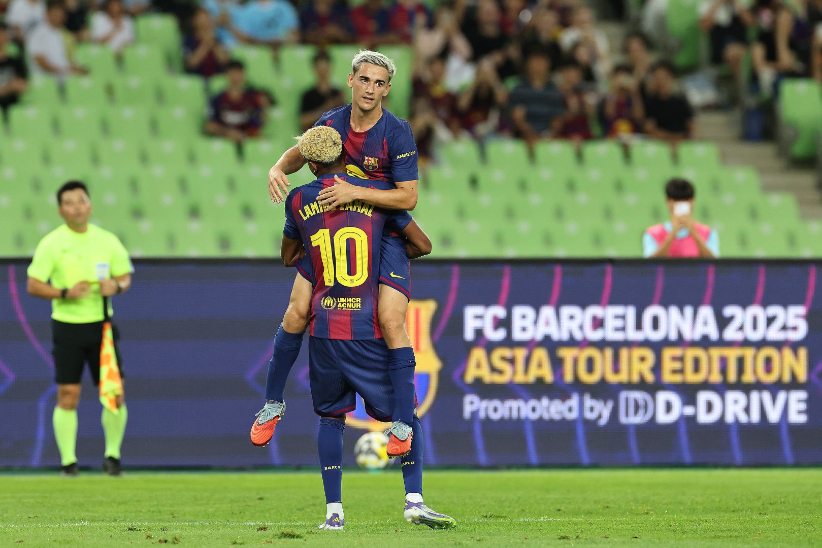 DAEGU, SOUTH KOREA - AUGUST 04: Gavi of FC Barcelona celebrates scores his side’s first goal during the pre-season friendly between FC Barcelona and Daegu FC at Daegu Stadium on August 04, 2025 in Daegu, South Korea.