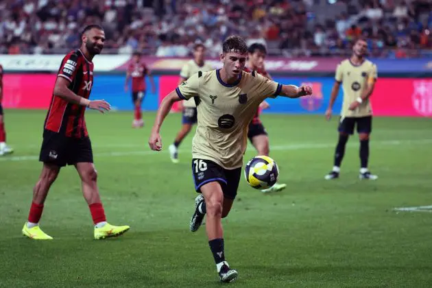 SEOUL, SOUTH KOREA - JULY 31: Fermin Lopez of FC Barcelona controls the ball during the preseason friendly between FC Seoul and FC Barcelona at Seoul World Cup Stadium on July 31, 2025 in Seoul, South Korea.