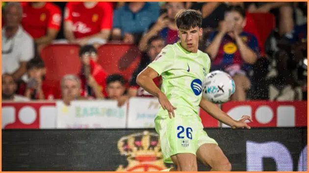 Barcelona left-back Jofre Torrents during LaLiga EA Sports match between RCD Mallorca and FC Barcelona at Estadio de Son Moix on August 17, 2025 in Mallorca, Spain.