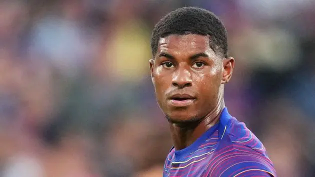 BARCELONA, SPAIN - AUGUST 10: Marcus Rashford of FC Barcelona looks on prior to the Joan Gamper Trophy match between FC Barcelona and Como1907 at Estadi Johan Cruyff on August 10, 2025 in Barcelona, Spain.