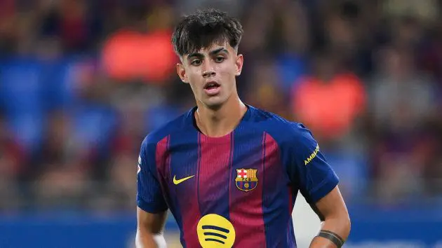 BARCELONA, SPAIN - SEPTEMBER 14: Marc Bernal of FC Barcelona looks on during the LaLiga EA Sports match between FC Barcelona and Valencia CF at Estadi Johan Cruyff on September 14, 2025 in Barcelona, Spain.