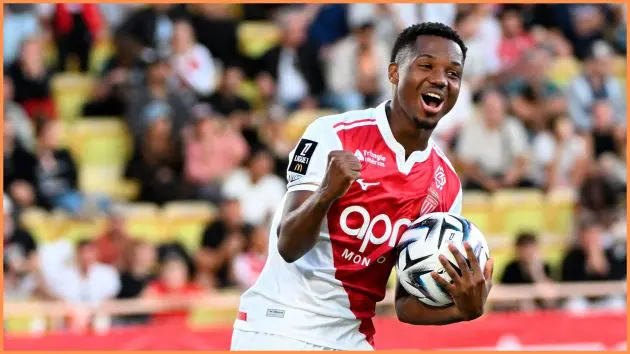 Barcelona loanee Ansu Fati celebrating after scoring a gaol for AS Monaco.