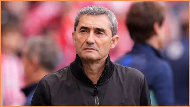 BILBAO, SPAIN - NOVEMBER 09: Ernesto Valverde, Head Coach of Athletic Club, looks on prior to the LaLiga EA Sports match between Athletic Club and Real Oviedo at Estadio de San Mames on November 09, 2025 in Bilbao, Spain.