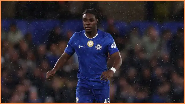 LONDON, ENGLAND - OCTOBER 22: Romeo Lavia of Chelsea controls the ball during the UEFA Champions League 2025/26 League Phase MD3 match between Chelsea FC and AFC Ajax at Stamford Bridge on October 22, 2025 in London, England.