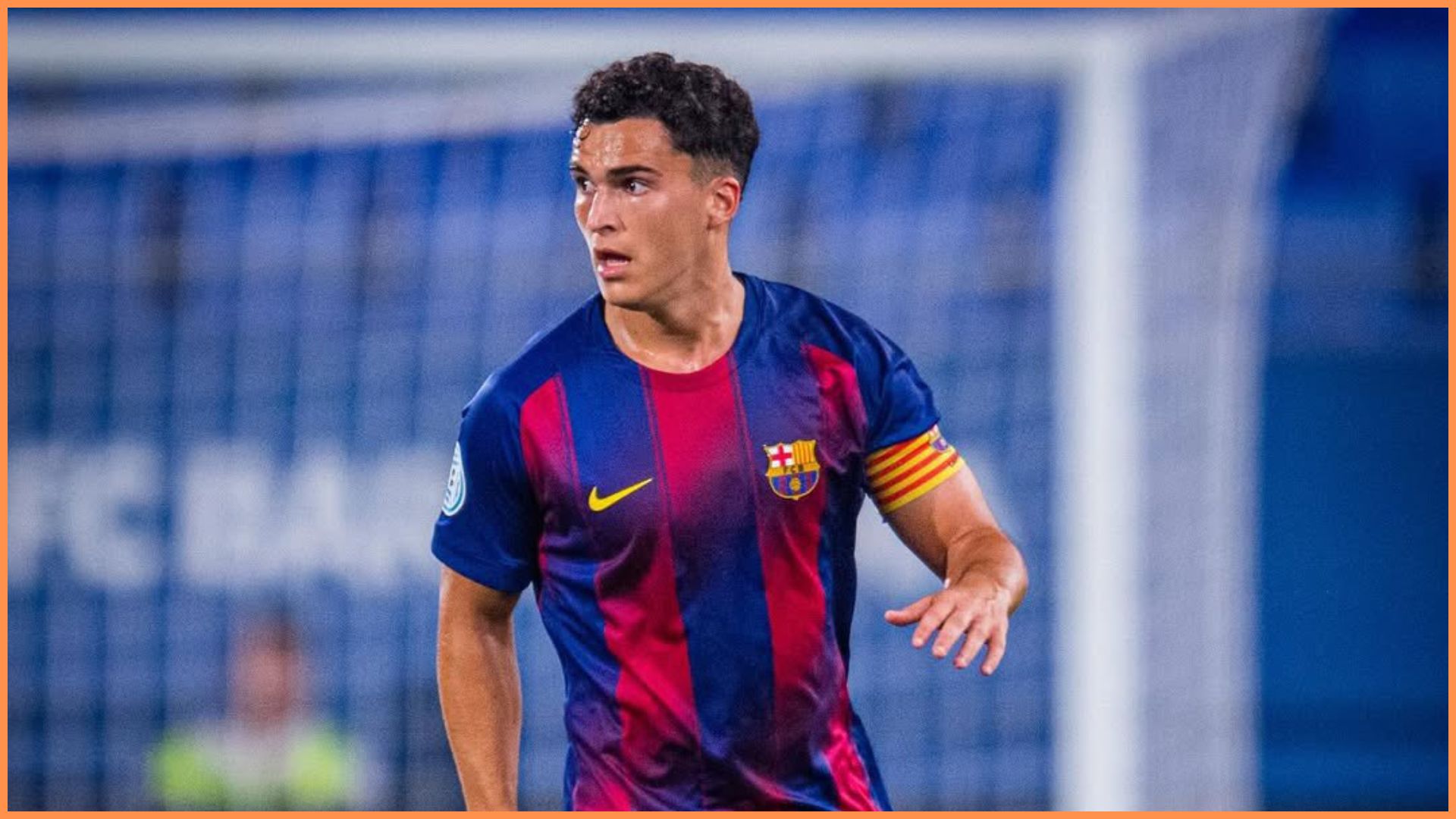 Barcelona Atlètic centre-back Álvaro Cortés in action.