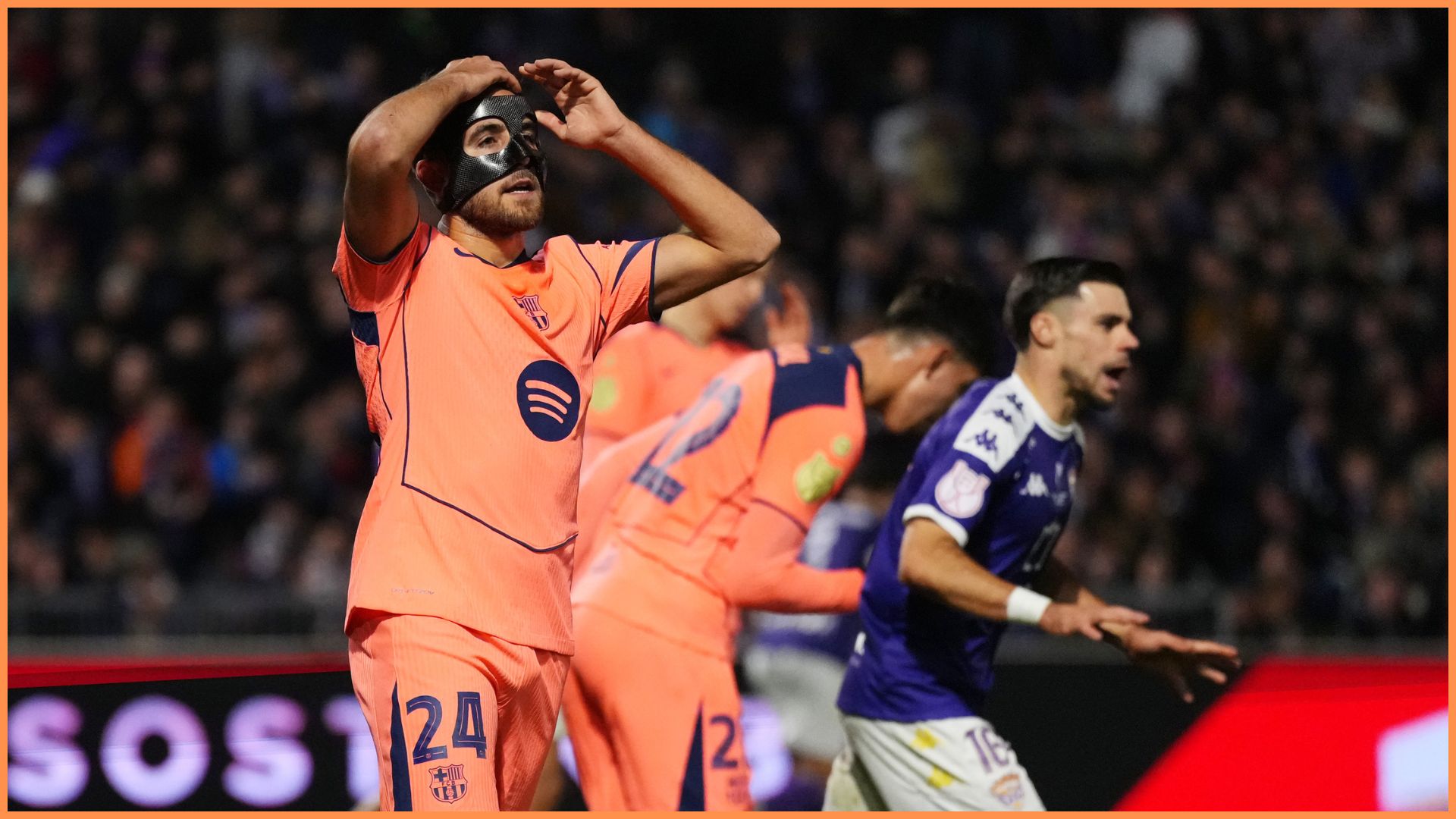 GUADALAJARA, SPAIN - DECEMBER 16: Eric Garcia of FC Barcelona reacts during the Copa del Rey match between CD Guadalajara and FC Barcelona at Estadio Pedro Escartin on December 16, 2025 in Guadalajara, Spain.