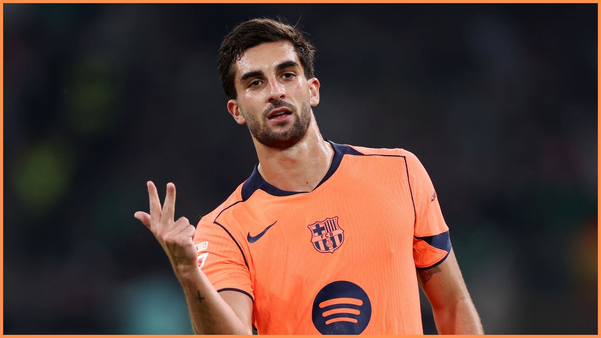 SEVILLE, SPAIN - DECEMBER 06: Ferran Torres of FC Barcelona celebrates scoring his team's fourth goal, completing his hat-trick, during the LaLiga EA Sports match between Real Betis Balompie and FC Barcelona at Estadio La Cartuja on December 06, 2025 in Seville, Spain.
