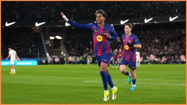 BARCELONA, SPAIN - JANUARY 25: Lamine Yamal of FC Barcelona celebrates scoring his team's third goal during the LaLiga EA Sports match between FC Barcelona and Real Oviedo at Spotify Camp Nou on January 25, 2026 in Barcelona, Spain.