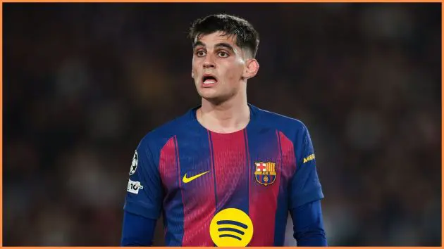 BARCELONA, SPAIN - MARCH 18: Gerard Martin of FC Barcelona looks on during the UEFA Champions League 2025/26 Round of 16 Second Leg match between FC Barcelona and Newcastle United FC at Camp Nou on March 18, 2026 in Barcelona, Spain.
