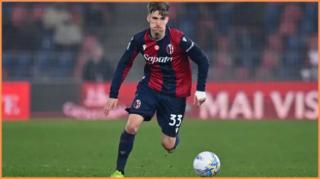 BOLOGNA, ITALY - FEBRUARY 23: Juan Miranda of Bologna FC during the Serie A match between Bologna FC 1909 and Udinese Calcio at Renato Dall'Ara Stadium on February 23, 2026 in Bologna, Italy.