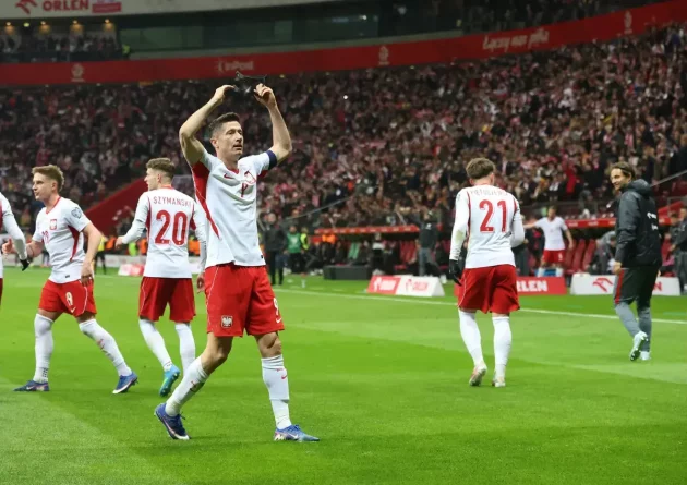 March 26, 2026, Warsaw, Mazowieckie, Poland: Scorer ROBERT LEWANDOWSKI of Poland during the FIFA World Cup 2026 qualifier semi-final match Poland vs Albania in Warsaw. March 26, 2026 in Warsaw, Poland.
