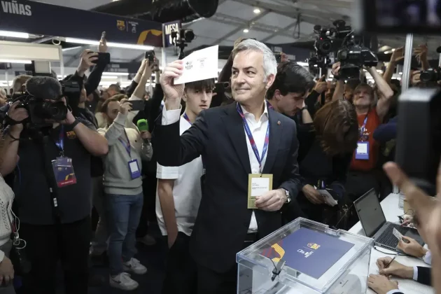 March 15, 2026, Barcelona, Barcelona, Spain: Victor Font, presidential candidate, cast his vote during the election day for the presidency of FC Barcelona at Spotify Camp Nou on March 15, 2026, in Barcelona, Spain.
