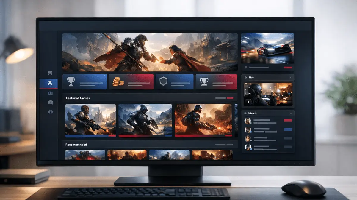 Modern online gaming platform interface displayed on digital devices with professional UI design.