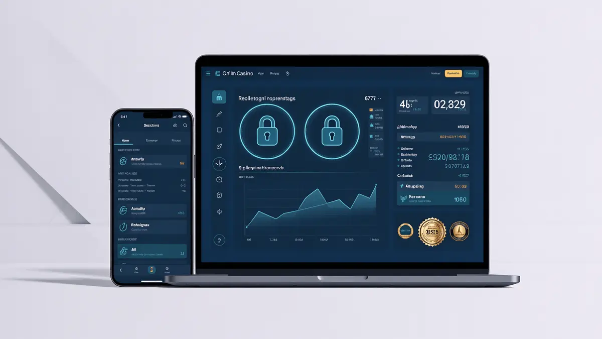Secure digital interface showcasing online casino platform with encrypted connection symbols and trusted security badges.
