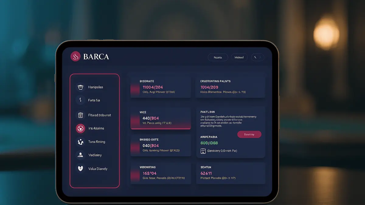 Modern online casino gaming platform interface with blue and claret accent colors