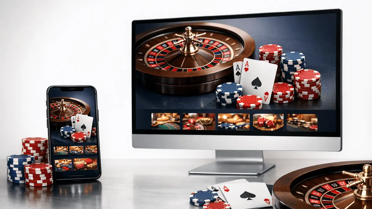 Premium online casino gaming platforms on mobile and desktop devices with sophisticated digital interface design