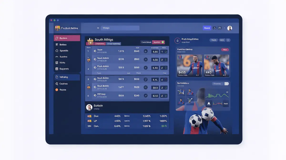 South African sports betting platform interface with modern design and sports betting elements