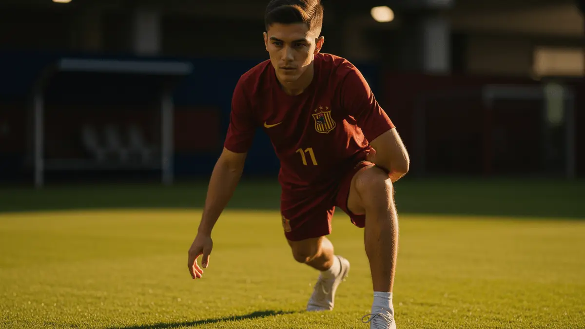 Lamine Yamal warming up in Spain jersey before 2026 World Cup match