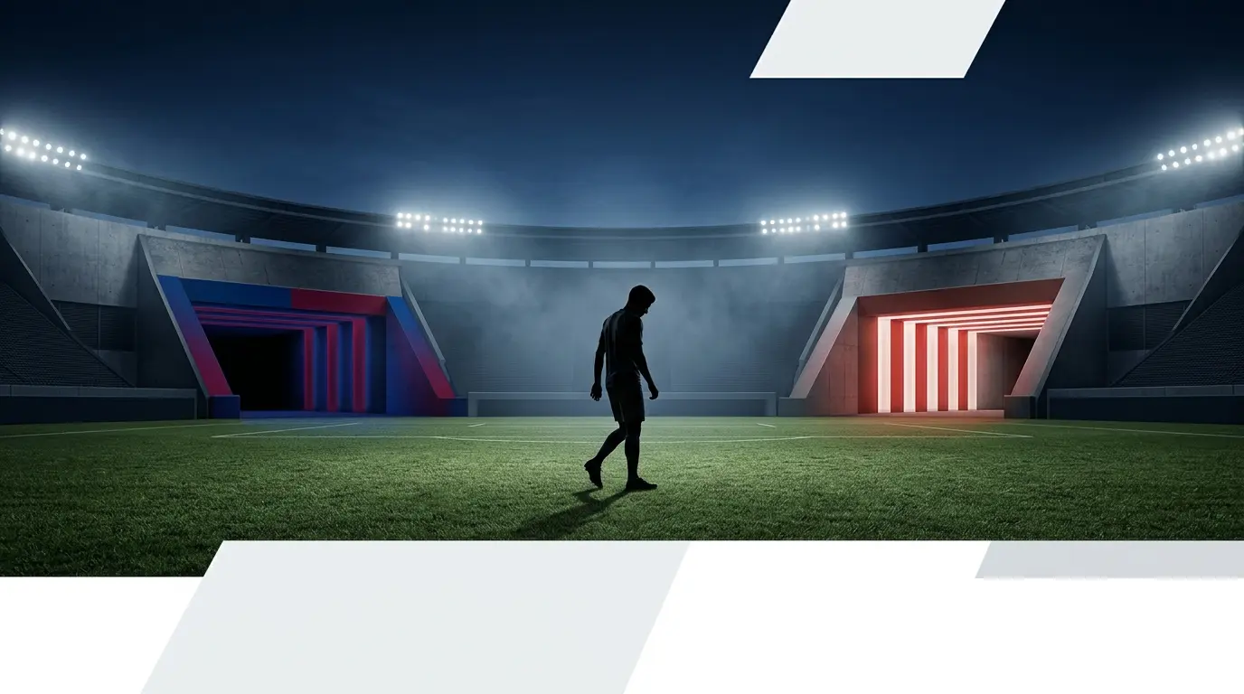 Football transfer standoff visual representing Barcelona’s pursuit of Julián Álvarez despite Atlético resistance